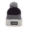 Bonnet CCM Team Fleece Pompon Noir Gris -Hockey Série Boutique bonnet ccm team fleece pompon noir gris