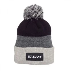 Bonnet CCM Team Fleece Pompon Noir Gris
